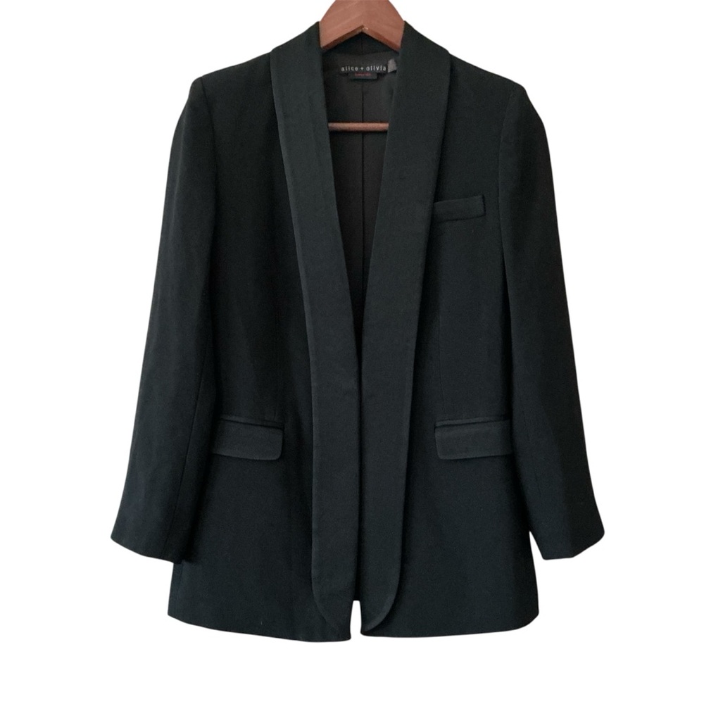 Alice + Olivia Jace Shawl Collar Oversized Fitted Blazer Size XS Black